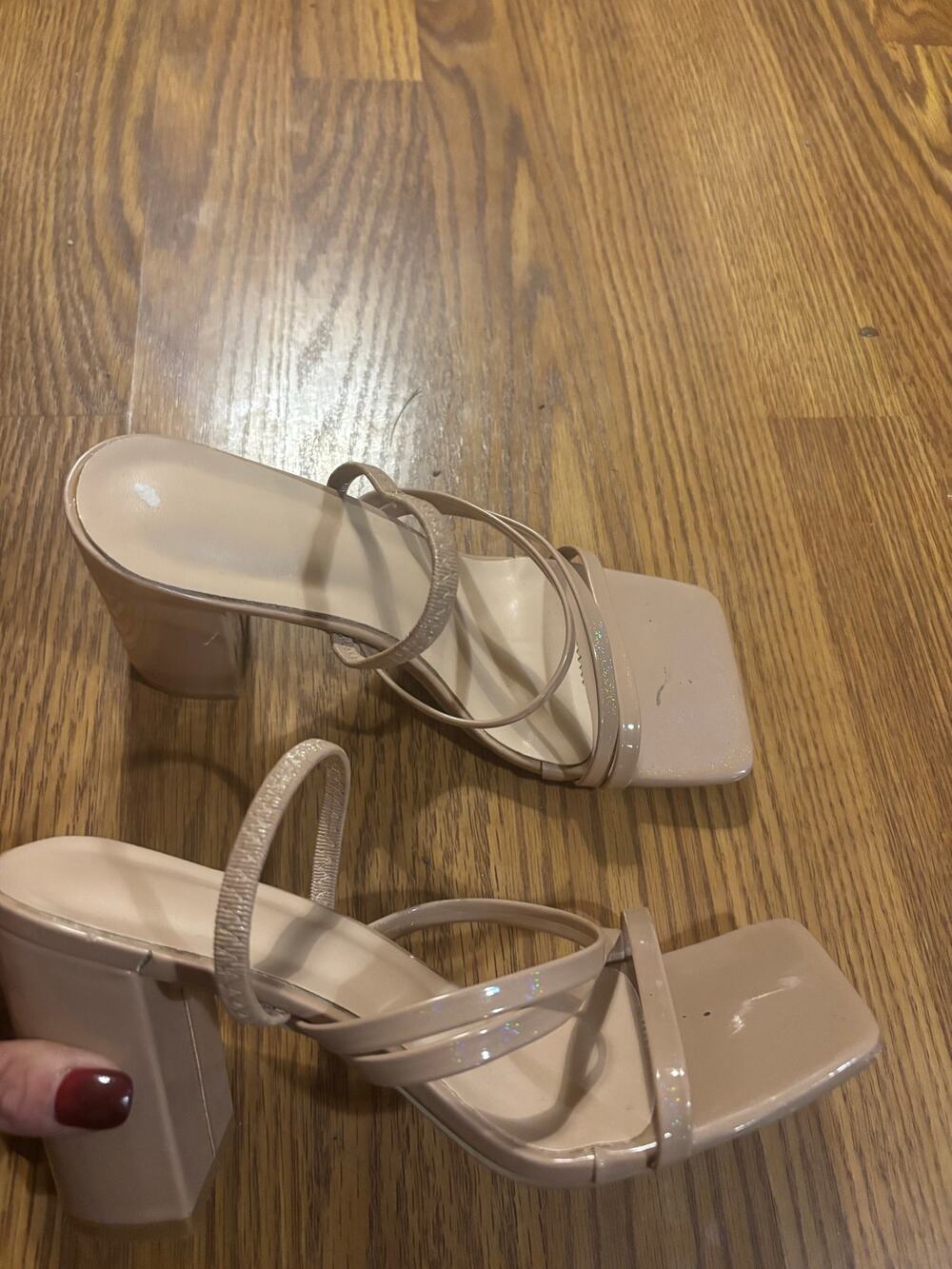 Nude Strappy Square-Toe Party Wedding Guest Cocktail Club Block Heel